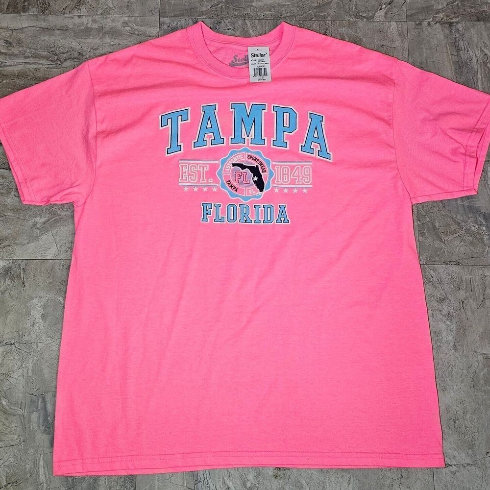 Stellar Mens Tampa Florida Pink T-shirt XL Short Sleeve Authentic Sportswear NWT